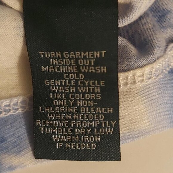 Ralph Lauren Blue Tie-Dye Boho Blouse Cottagecore Bohemian Chic Coastal Cowgir - Picture 8 of 8